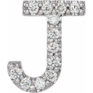 14K White .05 CTW Natural Diamond Initial J Earring