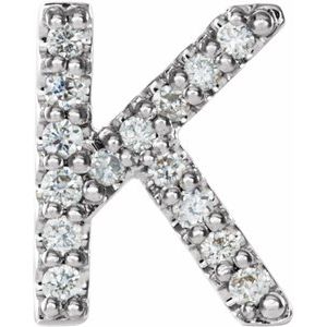 14K White .05 CTW Natural Diamond Initial K Earring