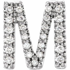 Sterling Silver .07 CTW Natural Diamond Initial M Earring