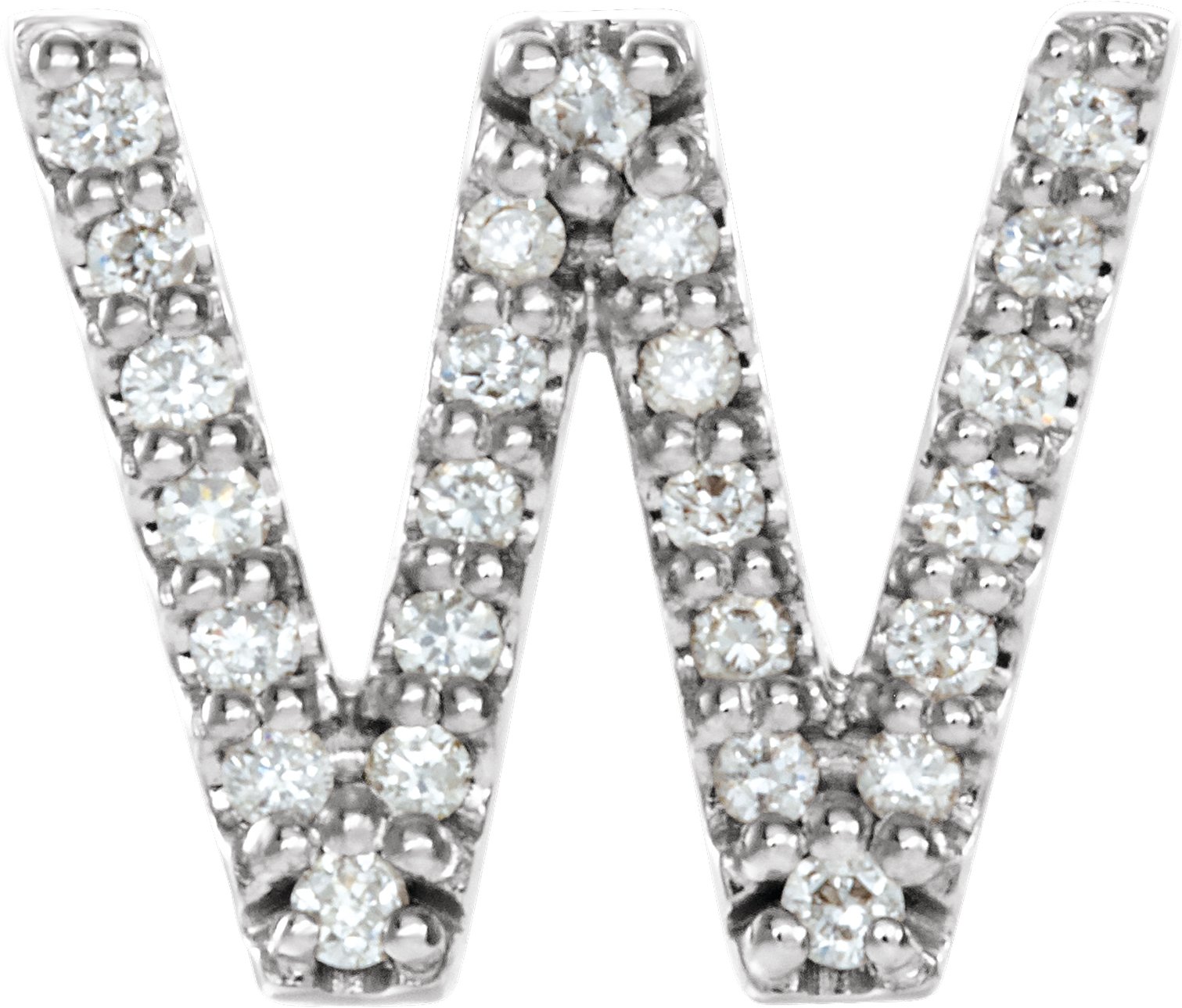 14K White .07 CTW Diamond Single Initial W Earring