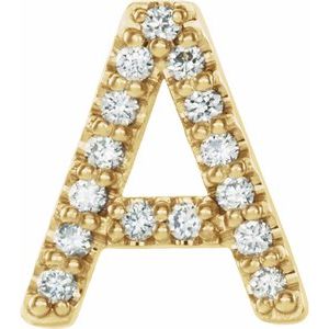 14K Yellow .06 CTW Natural Diamond Initial A Earring