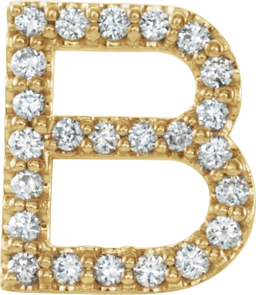 14K Yellow 1/10 CTW Diamond Single Initial B Earrings