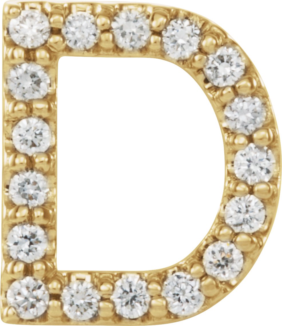 14K Yellow .06 CTW Diamond Single Initial D Earrings