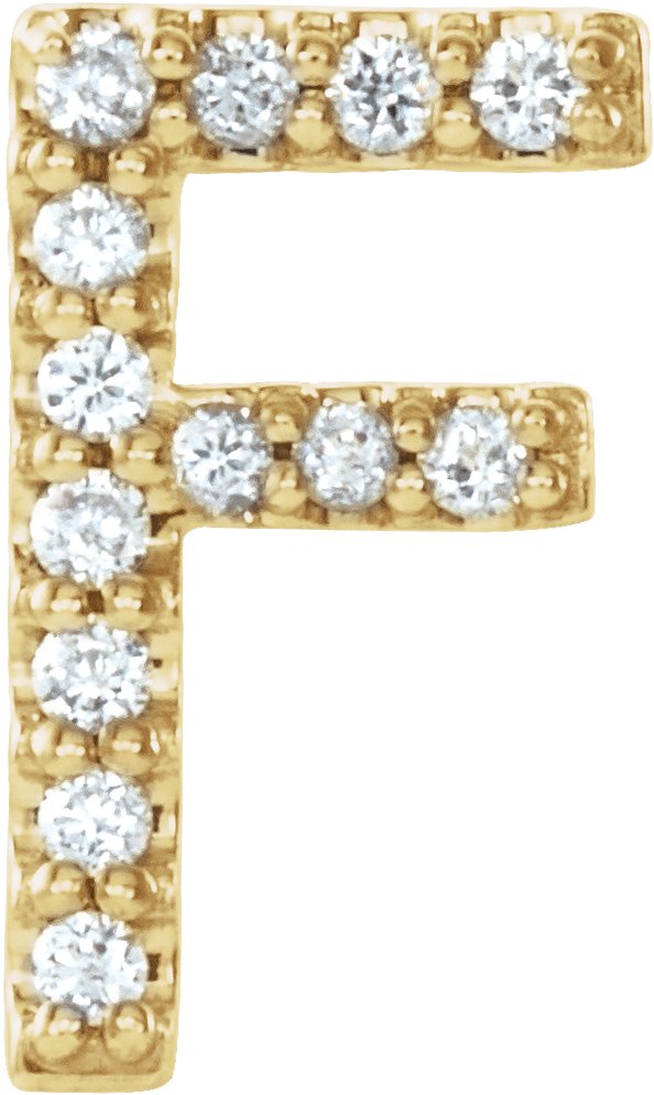 14K Yellow .05 CTW Diamond Single Initial F Earring