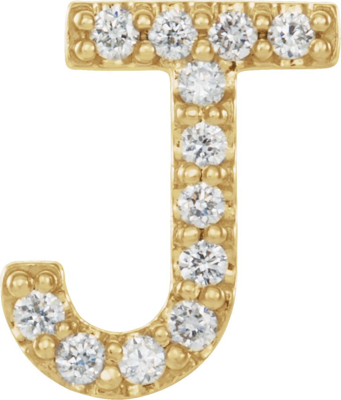 14K Yellow .05 CTW Natural Diamond Initial J Earring