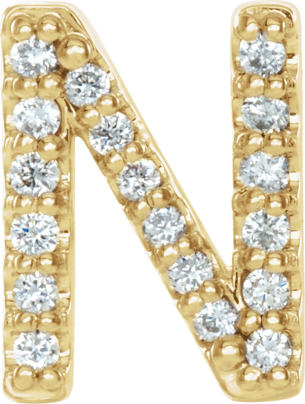 14K Yellow .06 CTW Natural Diamond Initial N Earring