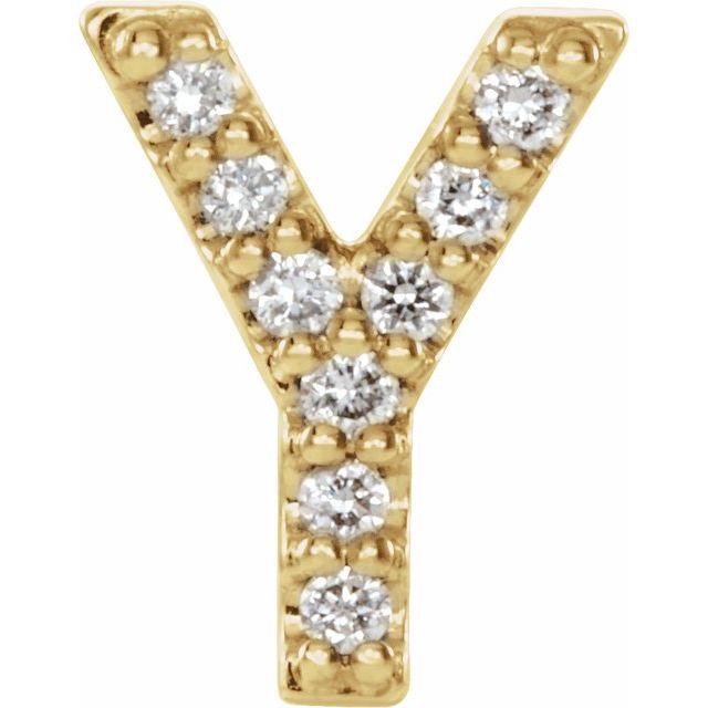 14K Yellow .04 CTW Natural Diamond Initial Y Earring