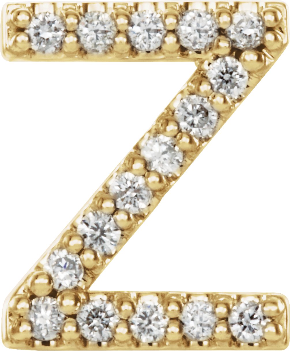 14K Yellow .06 CTW Diamond Single Initial Z Earring