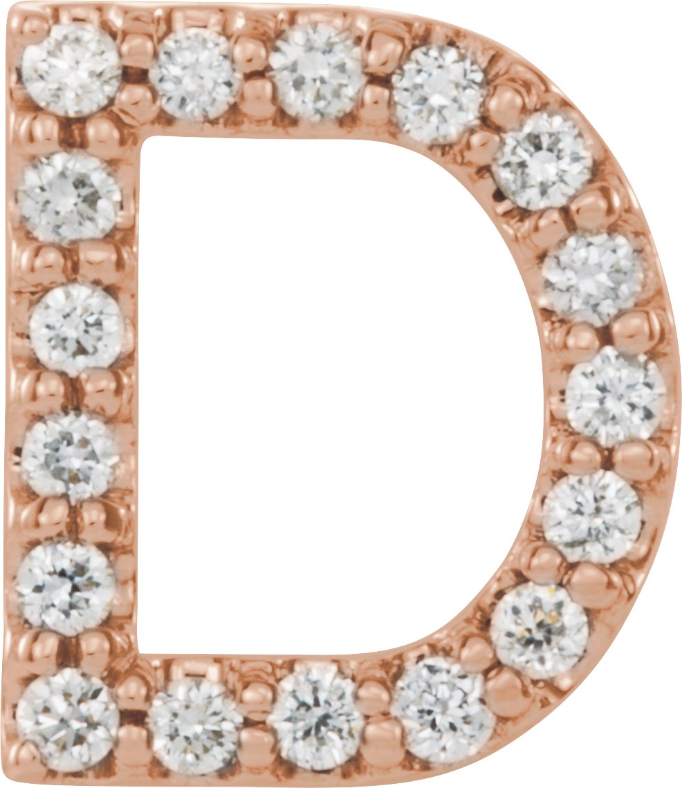 14K Rose .06 CTW Diamond Single Initial D Earrings