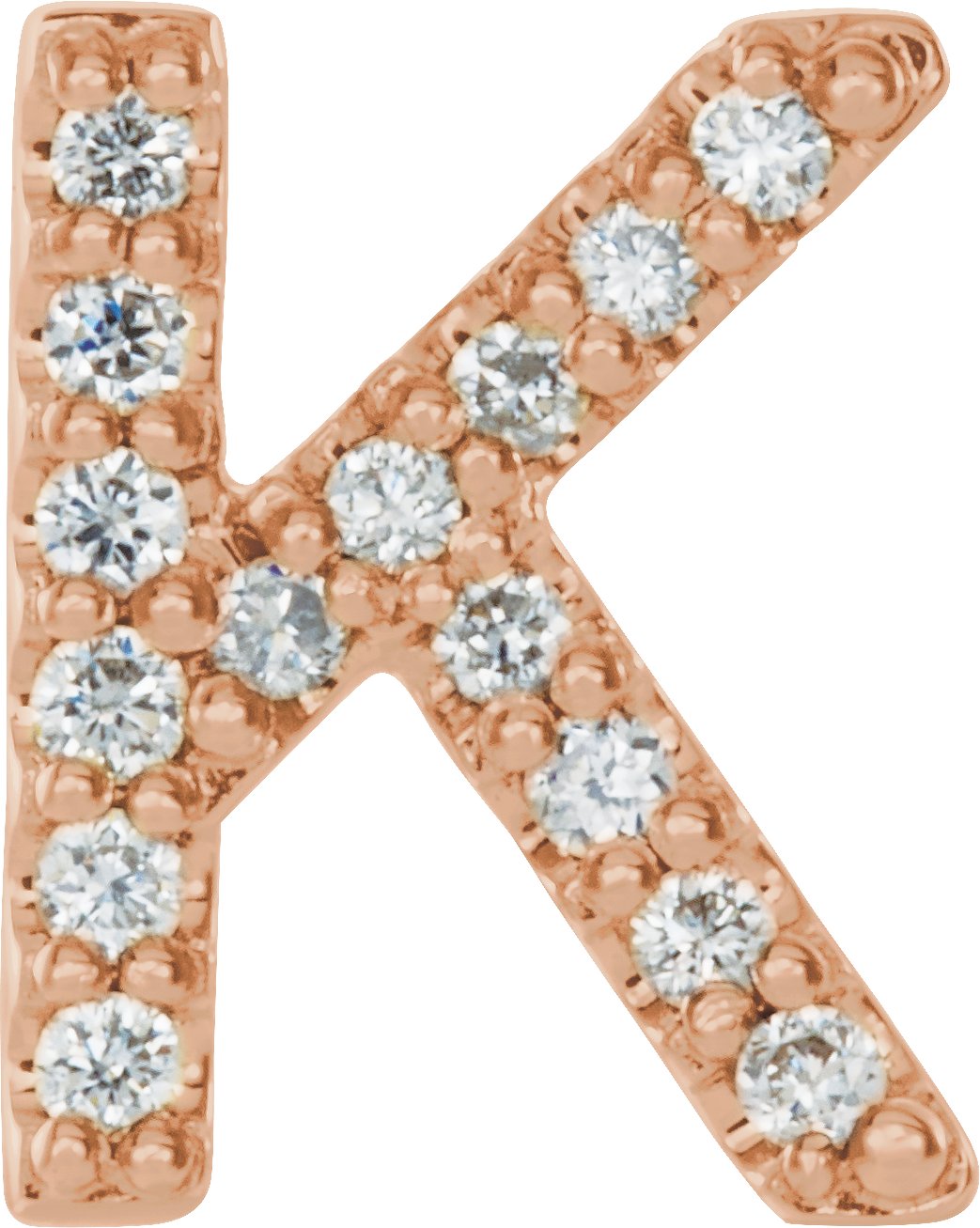 14K Rose .05 CTW Natural Diamond Initial K Earring