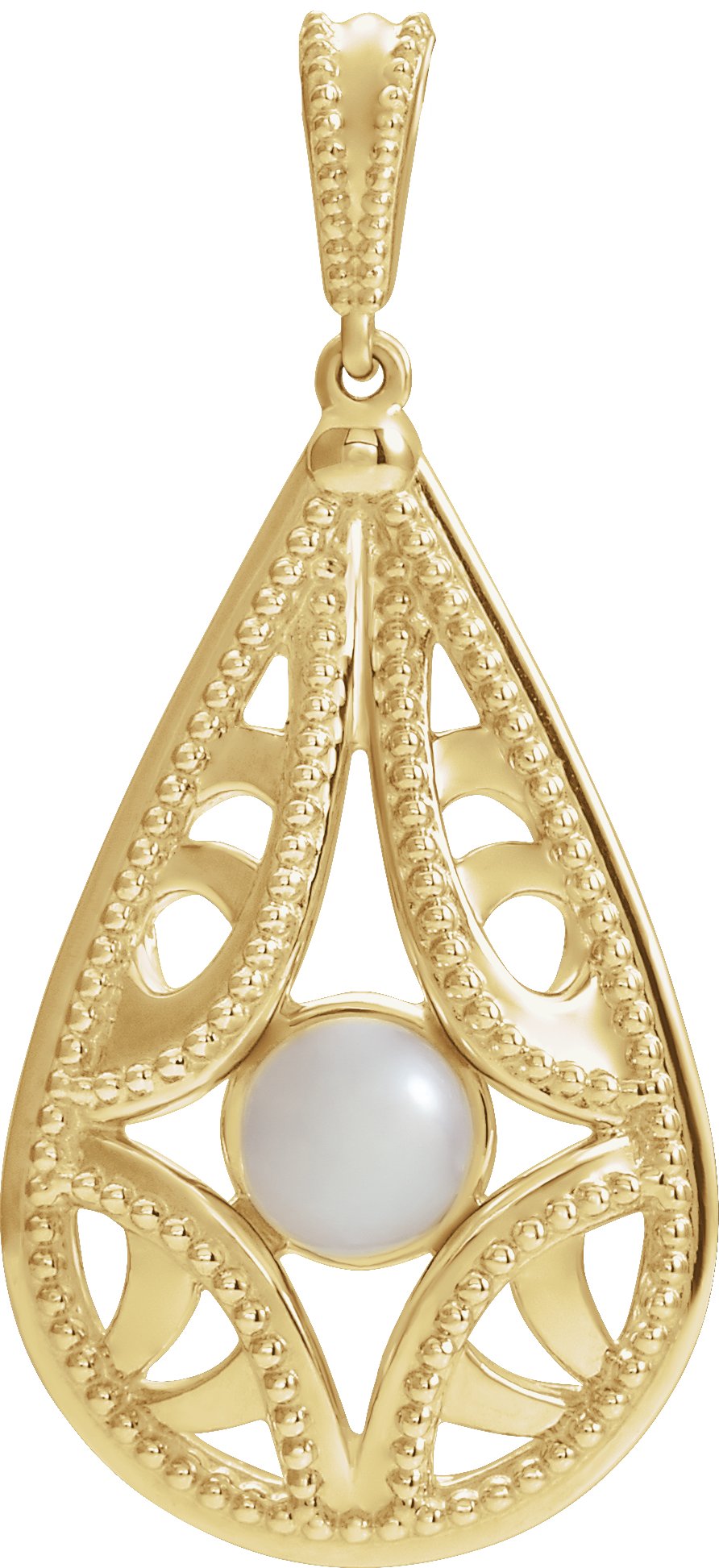 14K Yellow Vintage-Inspired Freshwater Cultured Pearl Pendant