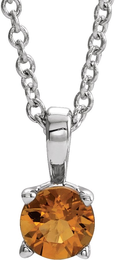 Sterling Silver 6 mm Imitation Citrine 16-18" Necklace