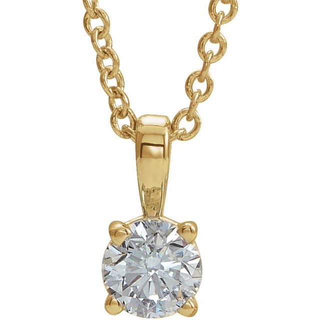 14K Yellow 1/4 CT Natural Diamond 16-18 Necklace