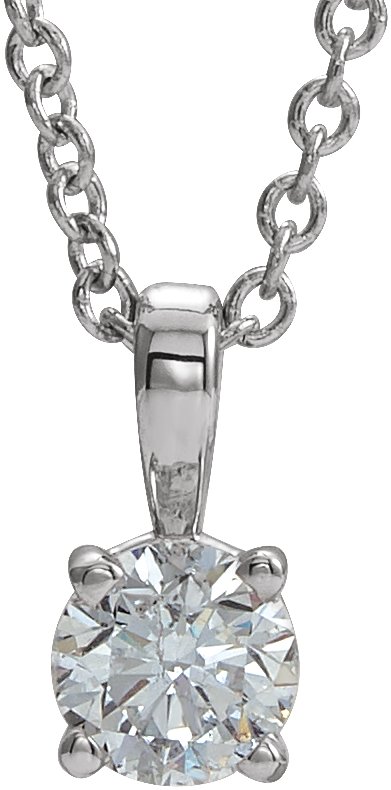 14K White 1/2 CT Natural Diamond 16-18" Necklace