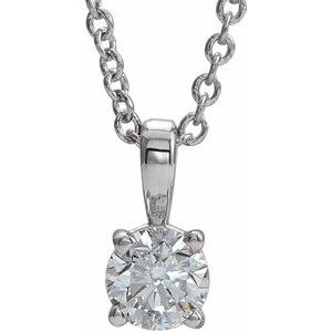 14K White 1/4 CT Natural Diamond 16-18" Necklace
