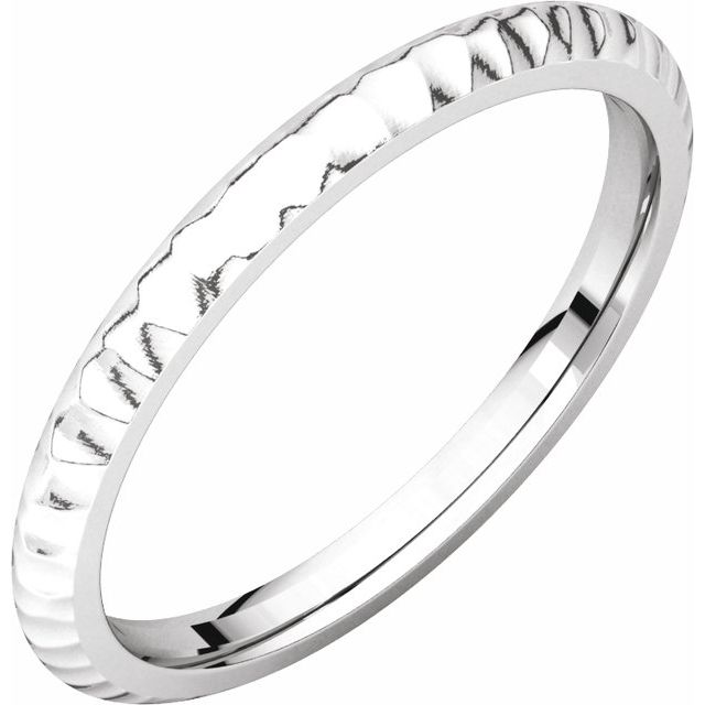 Sterling Silver 2 mm Half Round Band with Hammered Textured Size [cv