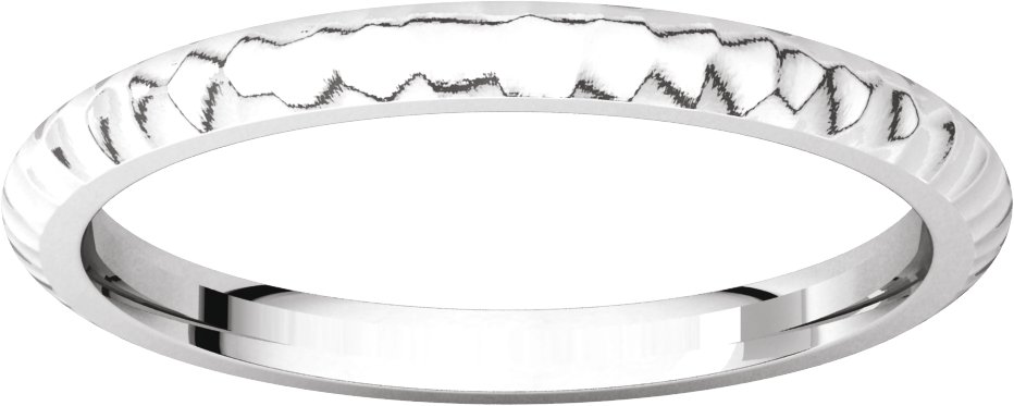 14K White 2 mm Half Round Band with Hammer Finish Size 5 