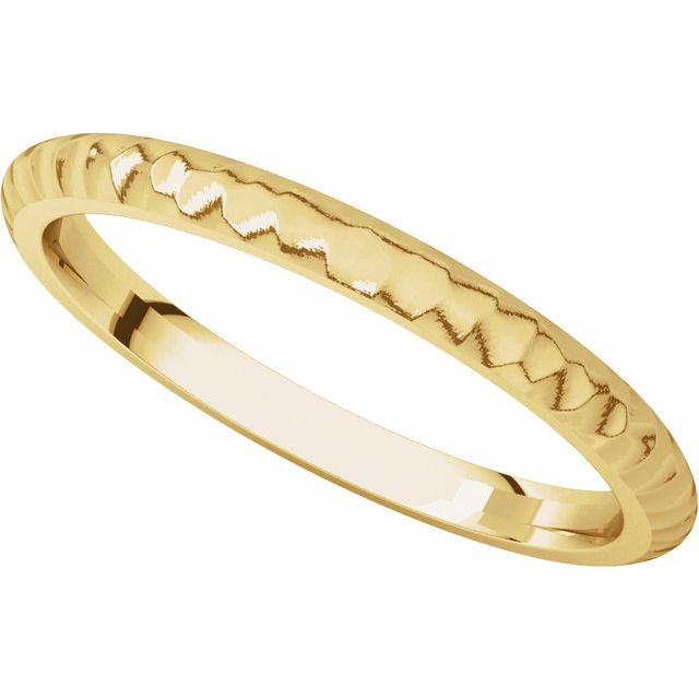 14K Yellow 2 mm Half Round Band with Hammer Finish Size 8 