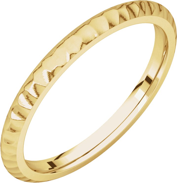 14K Yellow 2 mm Half Round Band with Hammer Finish Size 6.5 