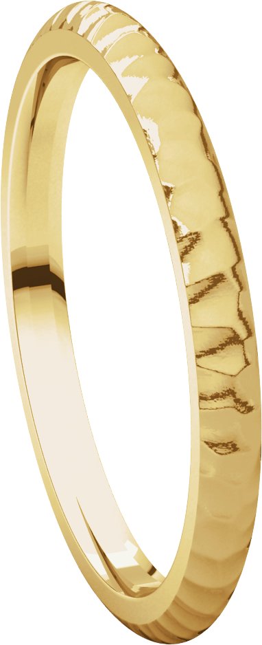 14K Yellow 2 mm Half Round Band with Hammer Finish Size 7 