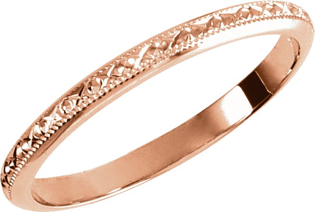 14K Rose 2 mm Milgrain Geometric Band Size 7