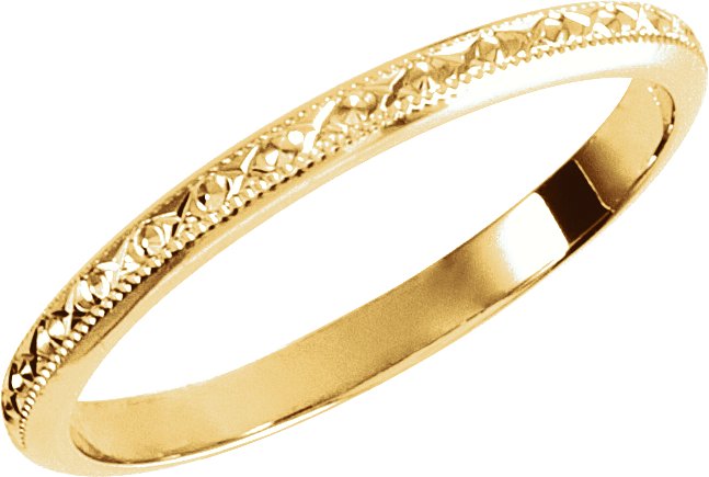 14K Yellow 2 mm Milgrain Geometric Band Size 7.5