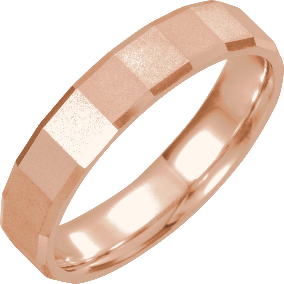 14K Rose 5 mm Geometric Band  Size 9