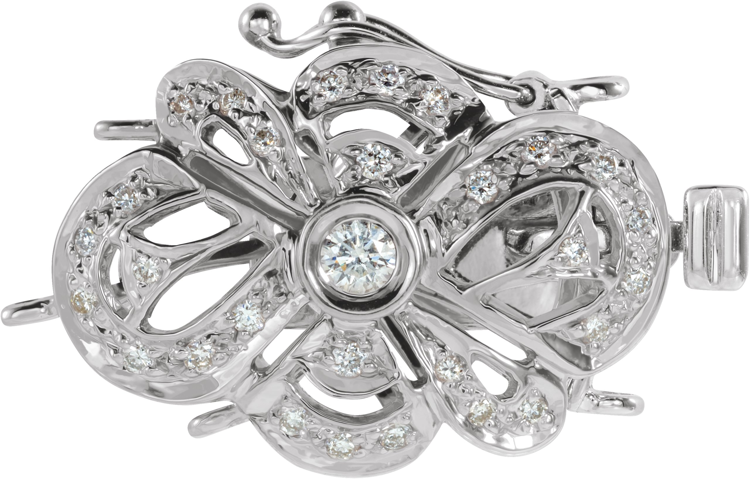 14K White .26 CTW Natural Diamond 3-Strand Box Clasp | Stuller