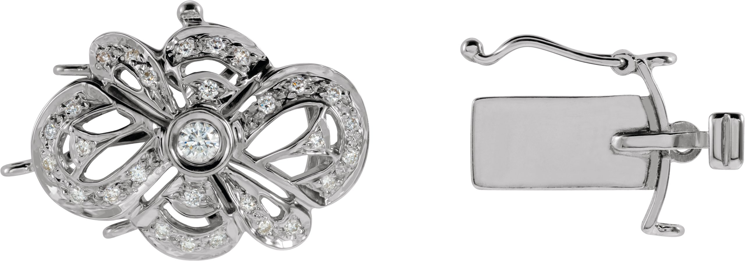 14K White .26 CTW Natural Diamond 3-Strand Box Clasp | Stuller