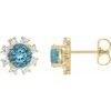 14K Yellow Blue Zircon and .07 CTW Diamond Earrings Ref 15389281