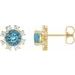 14K Yellow Natural Blue Zircon & .06 CTW Natural Diamond Earrings