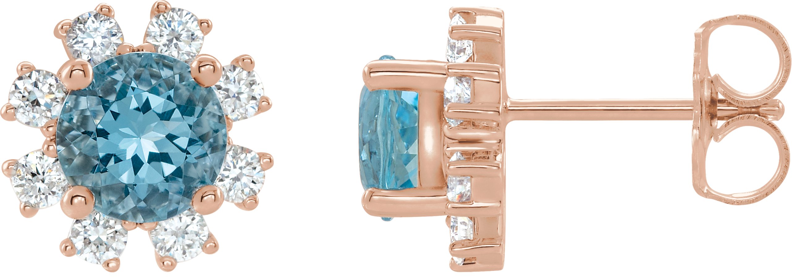 14K Rose Blue Zircon and .20 CTW Diamond Earrings Ref 15389513