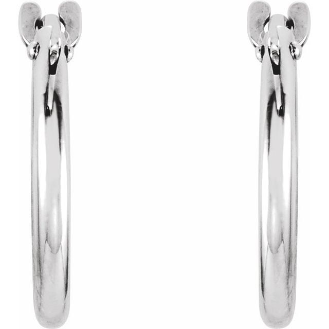 14K White 12.5 mm Huggie Earrings