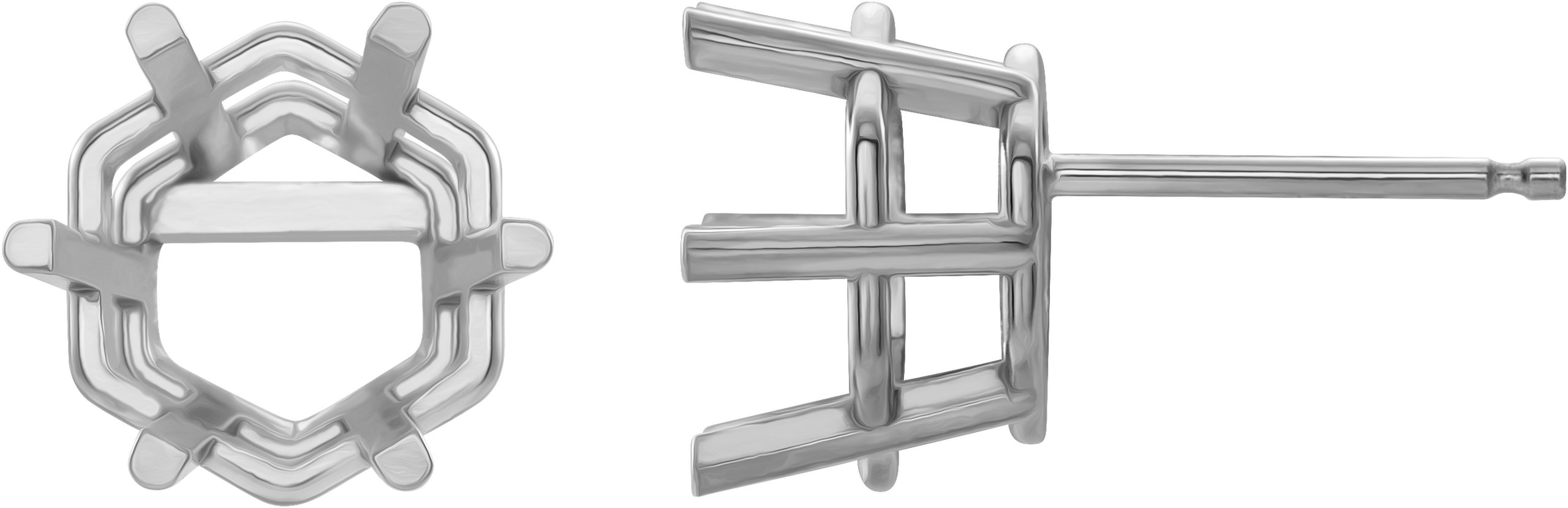 Hexagon 6-Prong Lightweight Stud Earrings