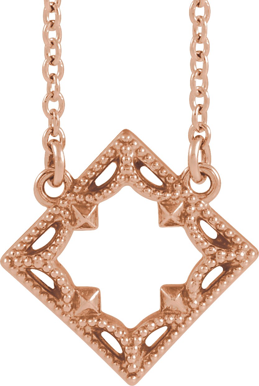 14K Rose Vintage-Inspired Geometric 16" Necklace