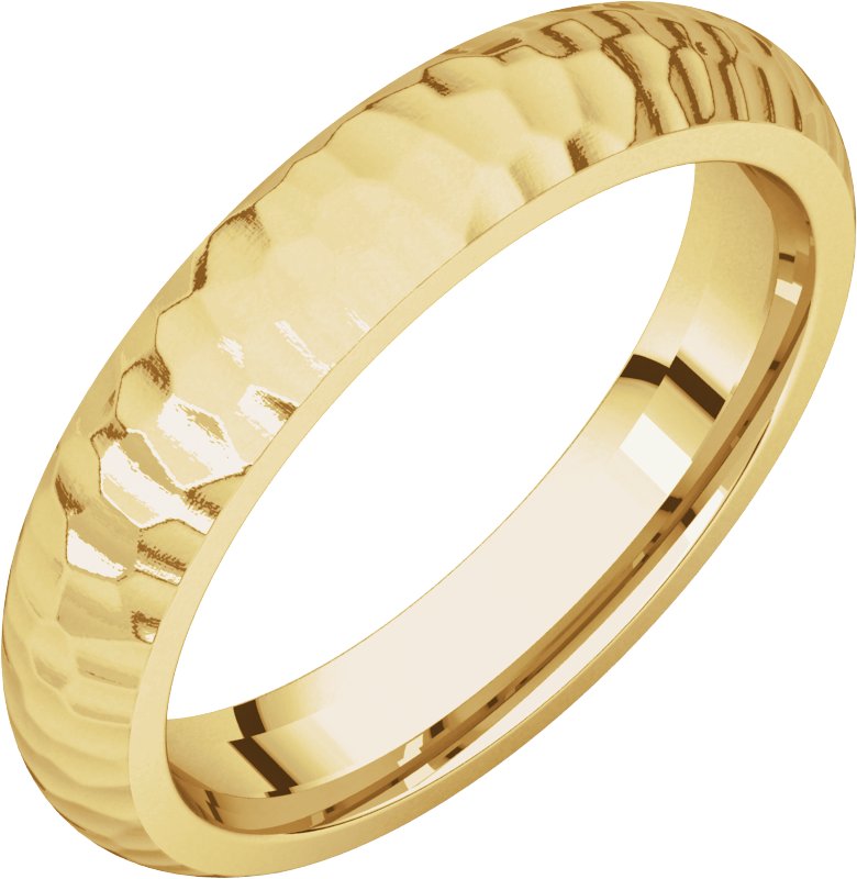 14K Yellow 4 mm Half Round Band with Hammer Finish Size 11 