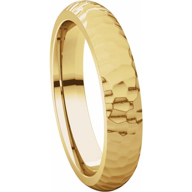 14K Yellow 4 mm Half Round Band with Hammer Finish Size 11 