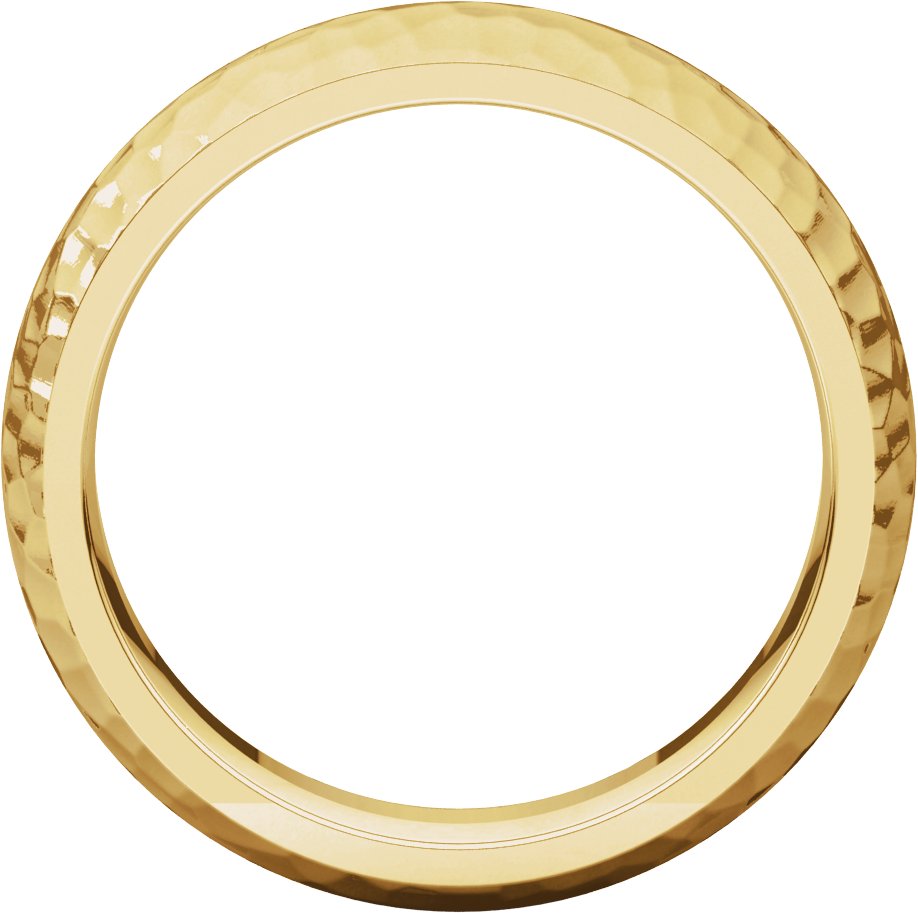 14K Yellow 6 mm Half Round Band with Hammer Finish Size 7.5 