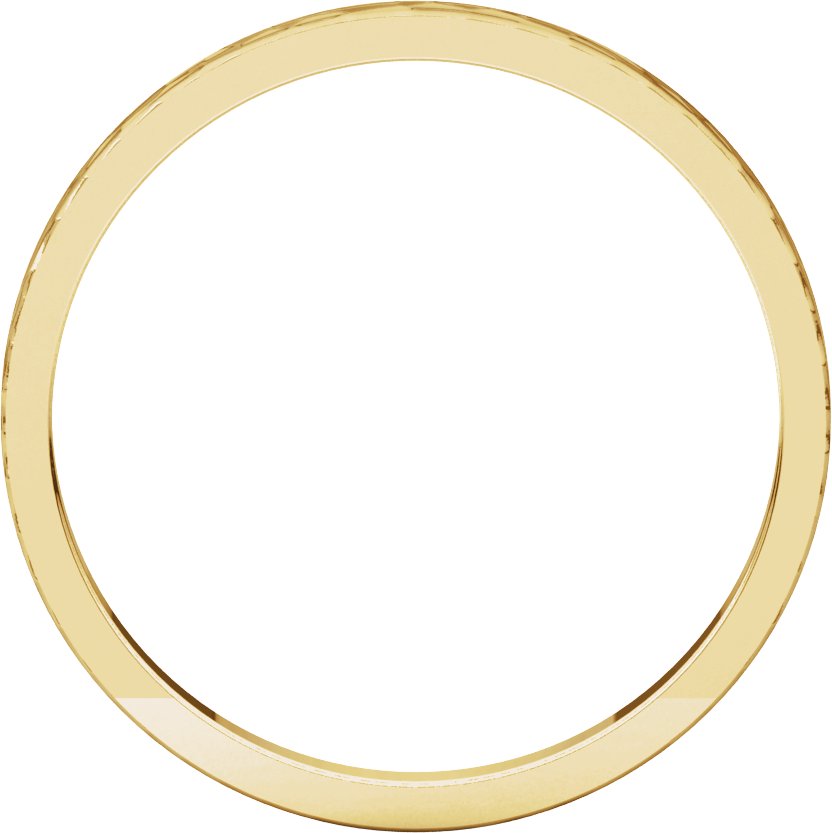 14K Yellow 2 mm Flat Band with Hammer Finish  Size 7