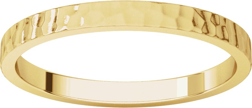 14K Yellow 2 mm Flat Band with Hammer Finish Size 8