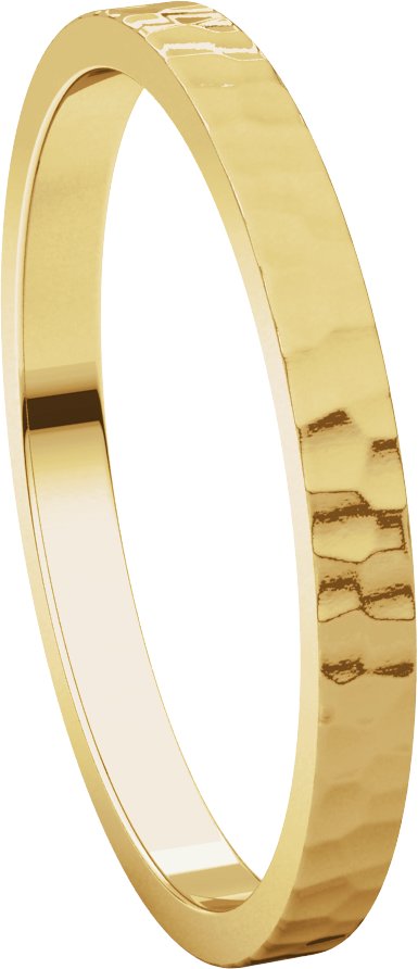 14K Yellow 2 mm Flat Band with Hammer Finish Size 8