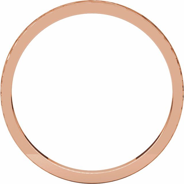 14K Rose 2 mm Flat Band with Hammered Texture Size 7