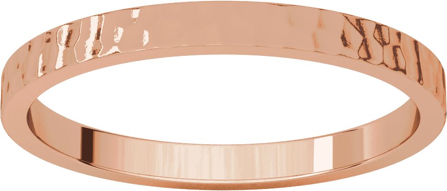 14K Rose 2 mm Flat Band with Hammer Finish Size 7