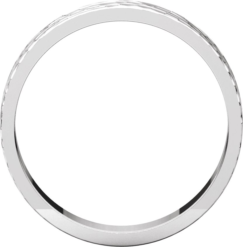 14K White 4 mm Flat Band with Hammer Finish Size 10