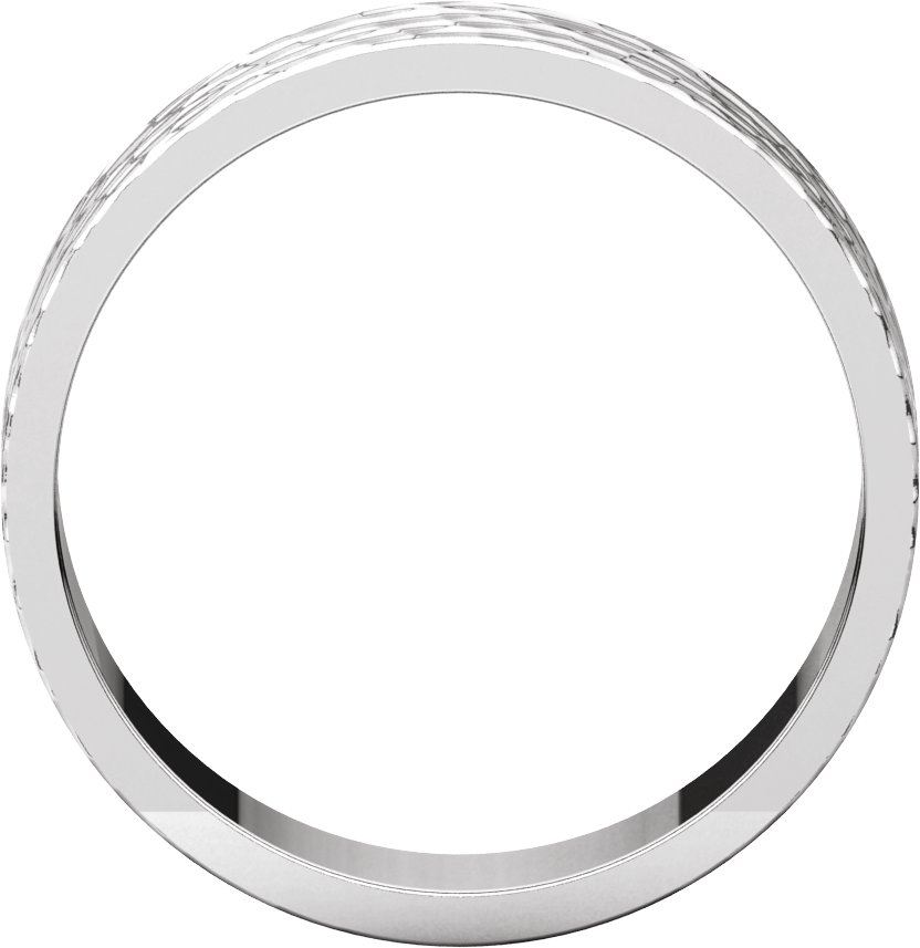 14K White 6 mm Flat Band with Hammer Finish Size 6