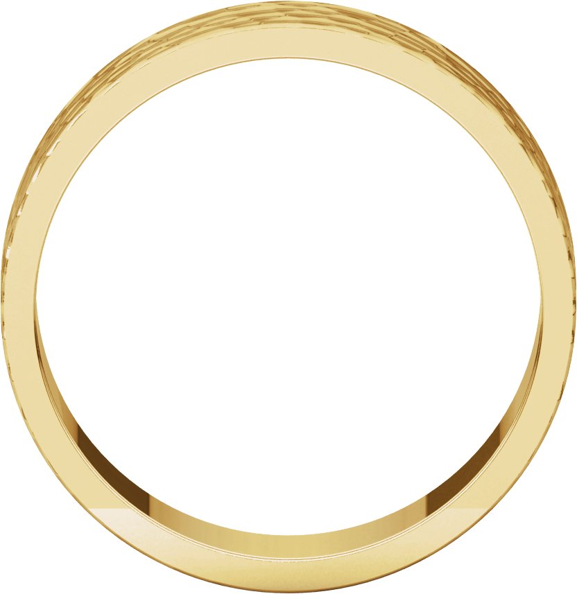 14K Yellow 6 mm Flat Band with Hammer Finish Size 8.5