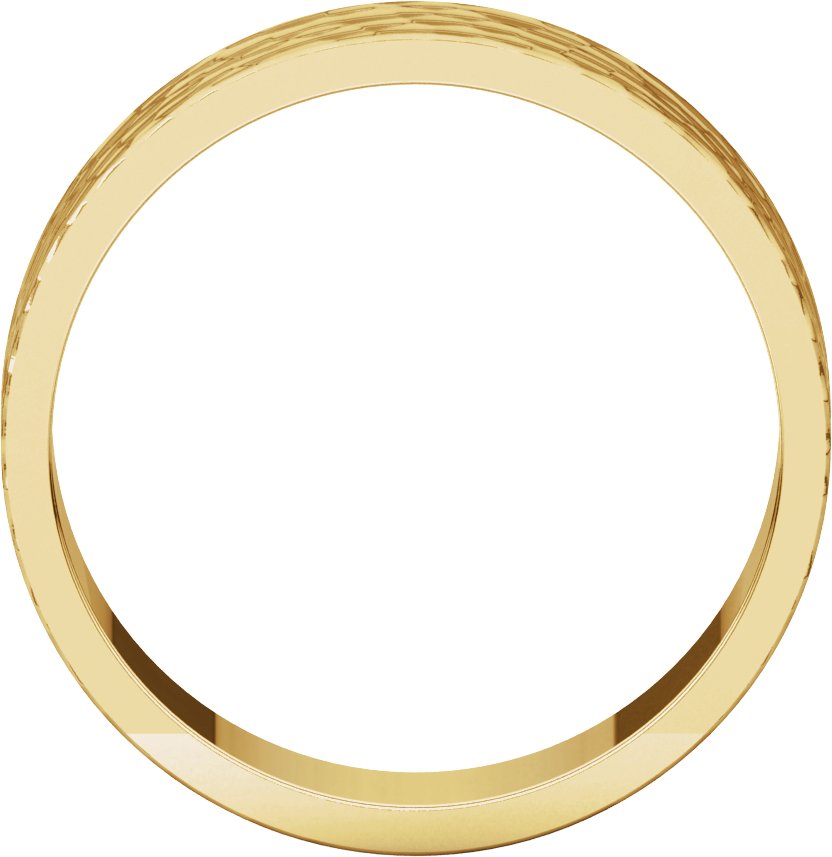 14K Yellow 6 mm Flat Band with Hammer Finish Size 10