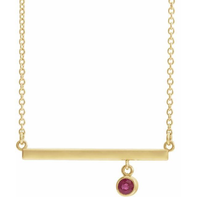 14K Yellow Ruby Bezel-Set 18" Bar Necklace 