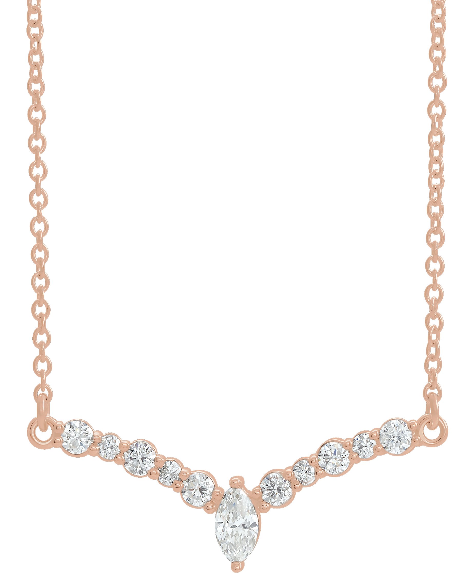 Diamond V Necklace, 14K Rose / 16 in.