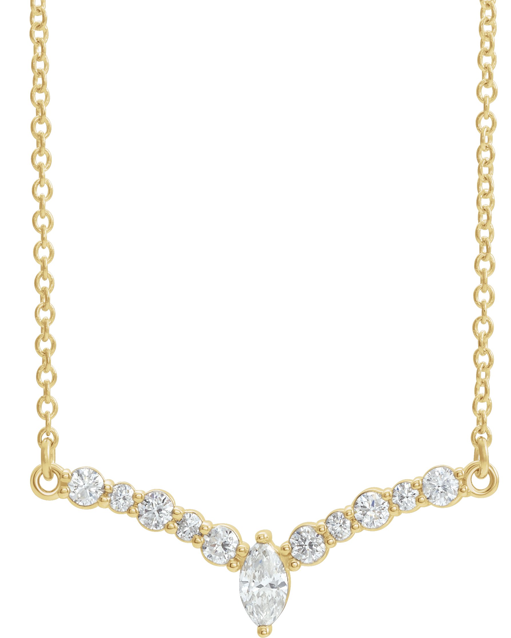 14K Yellow 1/3 CTW Natural Diamond 16" "V" Necklace 